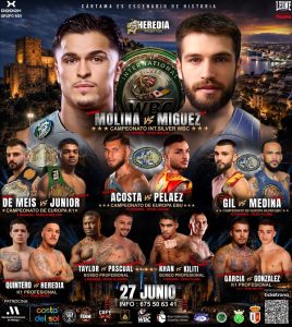 Cartel del combate Samuel Molina contra Jon Míguez en la velada de boxeo de Cártama del 27 de junio de 2026