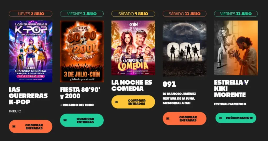 Cartel de las Noches con Encanto 2026 de Coín, en el Valle del Guadalhorce