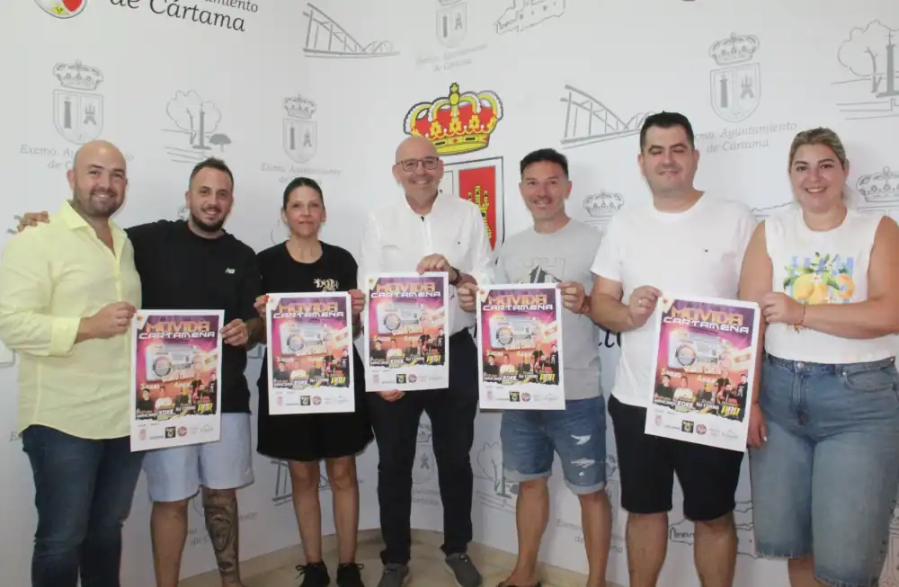 Presentación de la IV Movida Cartameña, festival de música pop y rock español que se celebra los días 3 y 4 de julio de 2026 en el Auditorio del Parque Santo Cristo de Cártama