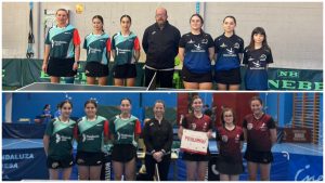 Equipo femenino de tenis de mesa Fundación Sando NovaCártama tras lograr el ascenso a División de Honor