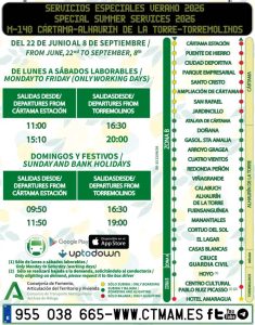 Autobús del Consorcio de Transporte Metropolitano del Área de Málaga, que opera las líneas especiales de verano hacia la playa