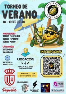 Cartel del Torneo de Verano de Pickleball de Cártama de los días 18 y 19 de julio de 2026