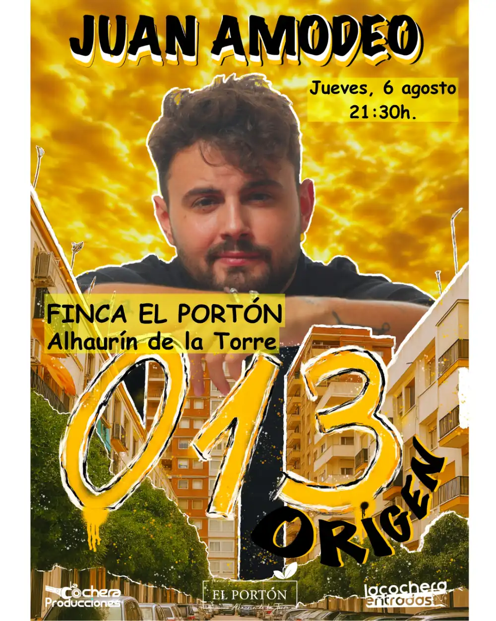 Cartel del espectáculo '013 Origen' de Juan Amodeo en El Portón de Alhaurín de la Torre