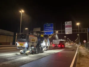Obras de renovación de asfalto en la autovía A-357 del Valle del Guadalhorce