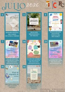 Cartel de las actividades de julio 2026 de la Red de Bibliotecas Públicas de Cártama