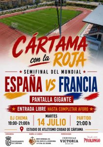 Pantalla gigante en la Ciudad Deportiva de Cártama para ver la semifinal del Mundial España-Francia