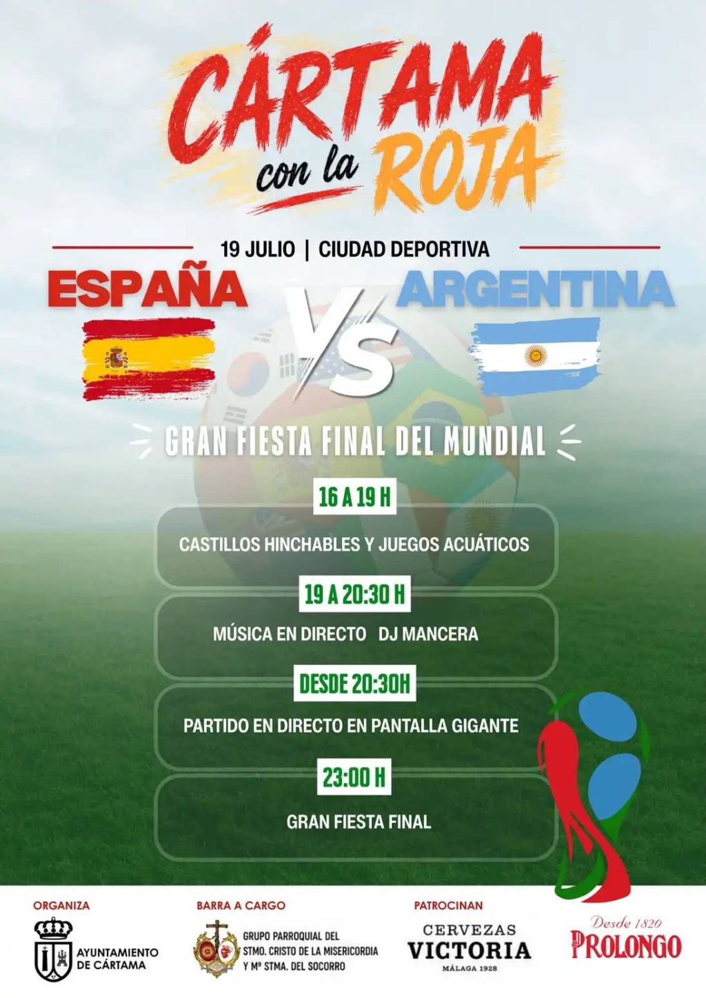 Pantalla gigante en la Ciudad Deportiva de Cártama para ver la final del Mundial España-Argentina