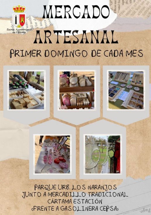 Cartel del Mercado Artesanal de Cártama del domingo 5 de julio de 2026 en el parque de Los Naranjos, en Estación de Cártama