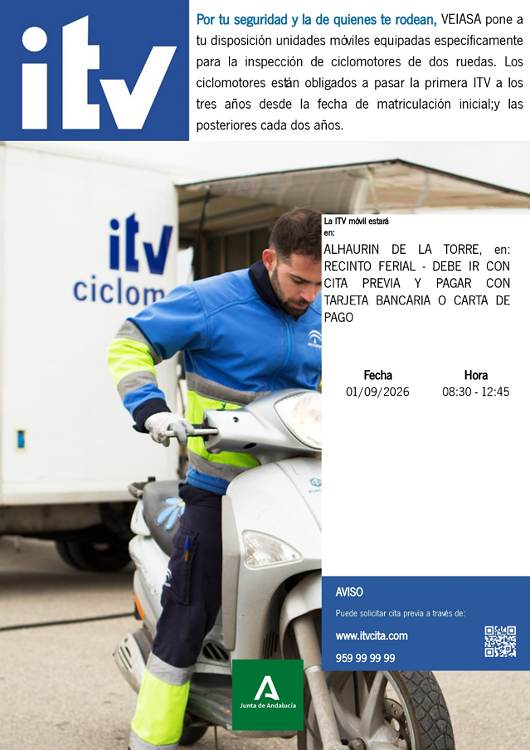 Unidad móvil de ITV de VEIASA en el Recinto Ferial de Alhaurín de la Torre