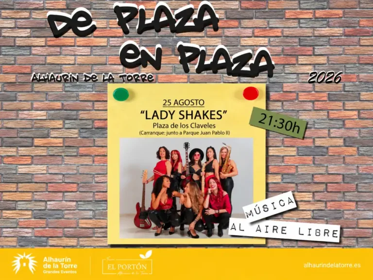 Lady Shakes, las ocho músicas malagueñas de funk, rock y soul, actuarán gratis en la Plaza de los Claveles de Alhaurín de la Torre el 25 de agosto de 2026