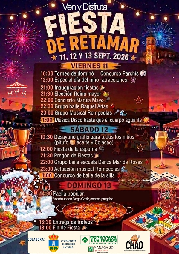 Cartel de las Fiestas de la urbanización Retamar 2026 en Alhaurín de la Torre