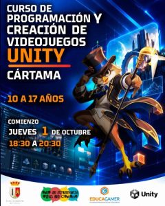 Joven trabajando en un ordenador en un taller de programación y videojuegos del CIJ de Cártama