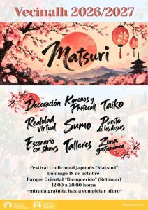 Cartel del festival Matsuri japonés en el Parque Oriental Bienquerido de Alhaurín de la Torre el 18 de octubre de 2026