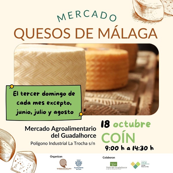 Cartel del Mercado de Quesos de Málaga en Coín el 18 de octubre de 2026