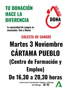 Colecta de donación de sangre en el Centro Francisco Romero de Cártama